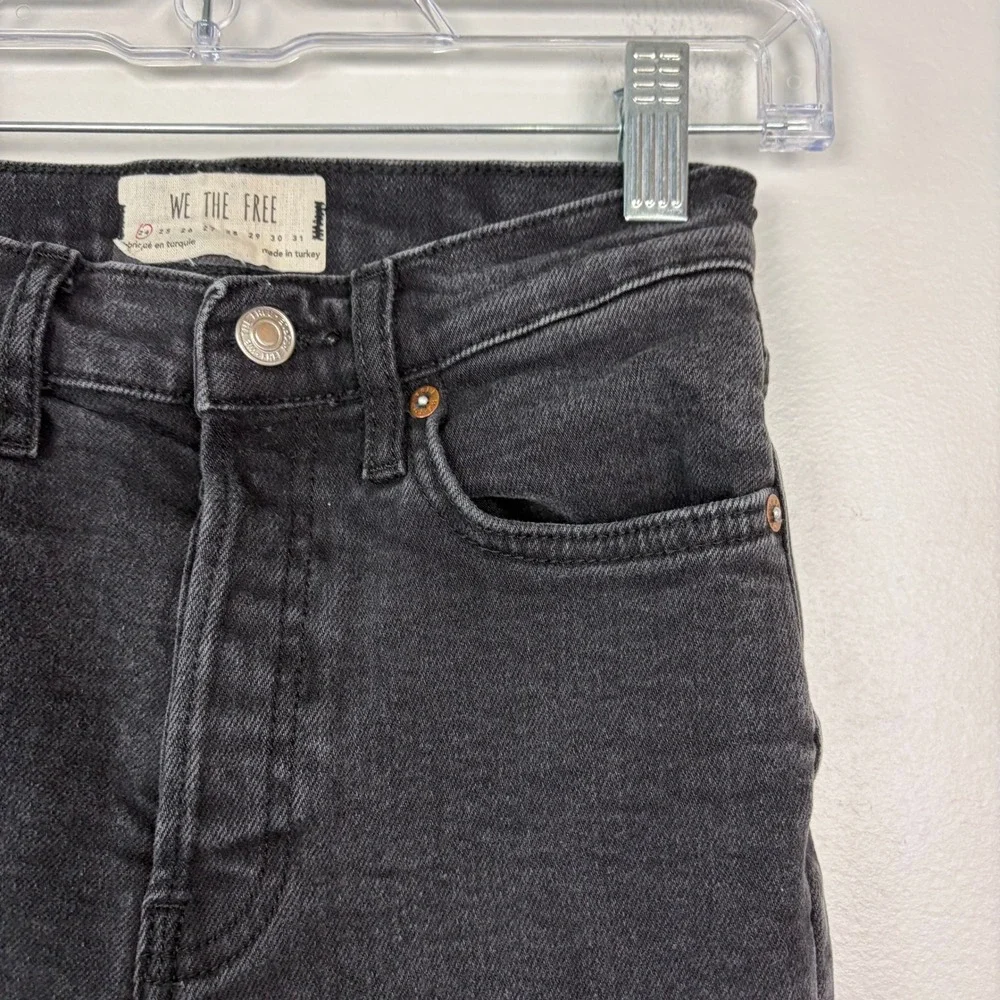 We The Free Distressed Skinny Jeans Black Faded Fitted Denim Casual Size 24